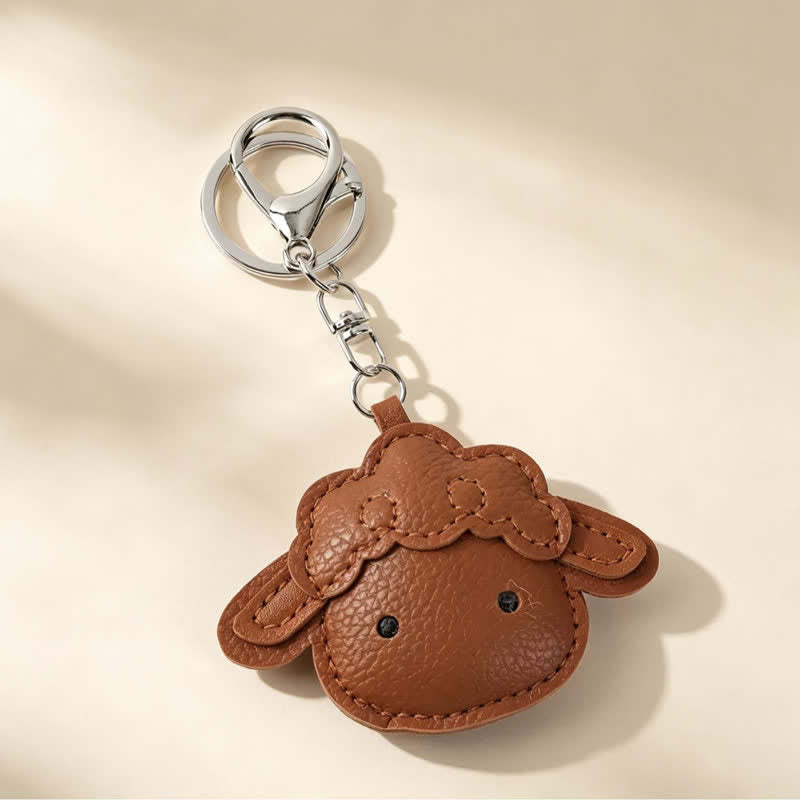 Buddha Stones Leather Lamb Charm Protection Keychains - Chocolate - image 5