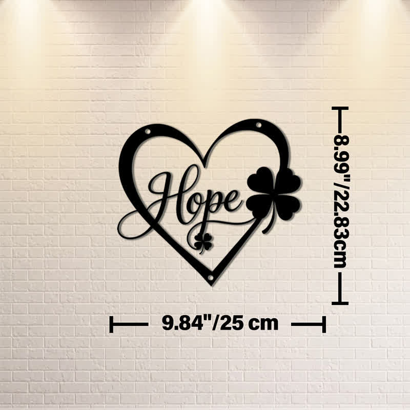 Buddha Stones Metal Hope Heart Lucky Clover Meaningful Symbols Wall Art - Approx. 25cm x 25cm x 0.1cm / 9.84in x 9.84in x 0.04in - image 2