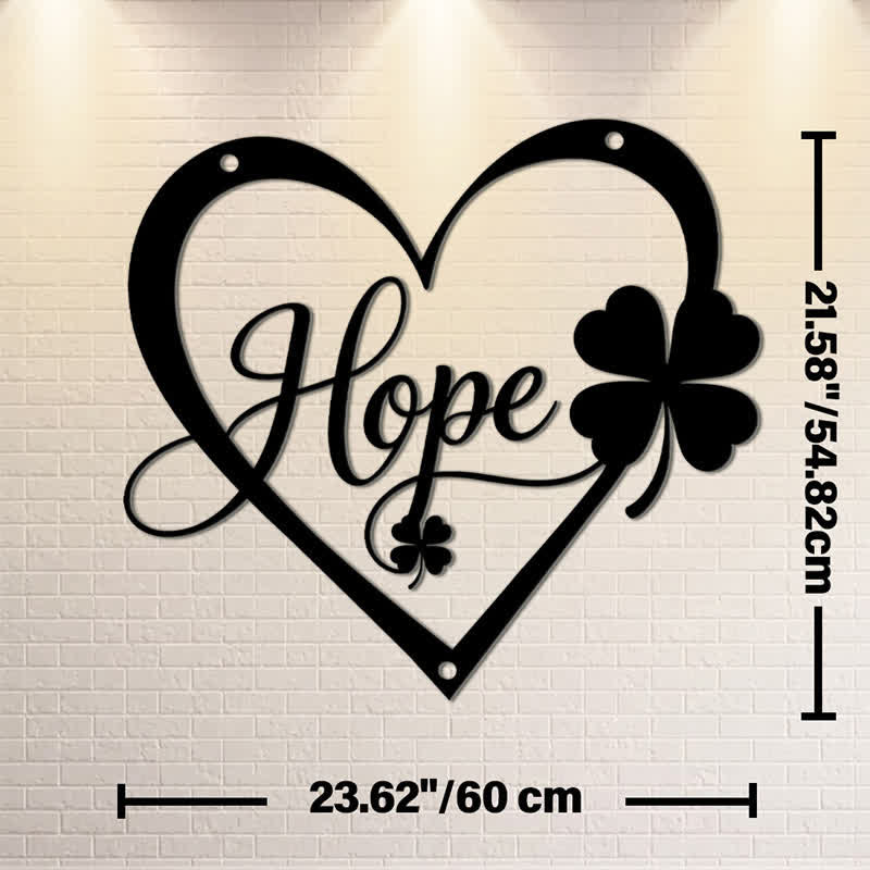 Buddha Stones Metal Hope Heart Lucky Clover Meaningful Symbols Wall Art - Approx. 60cm x 60cm x 0.12cm / 23.62in x 23.62in x 0.05in - image 14