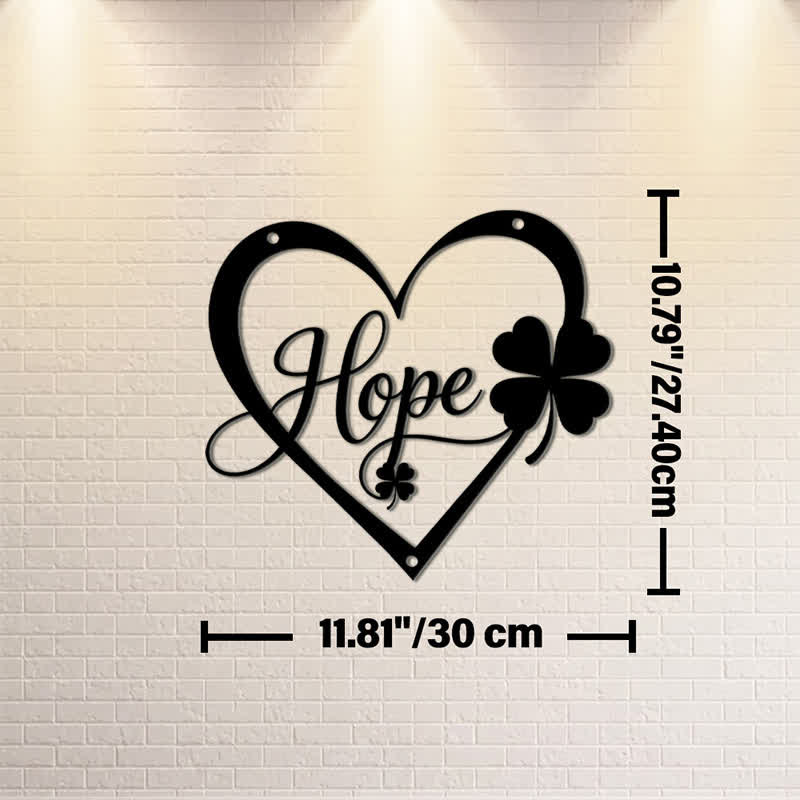 Buddha Stones Metal Hope Heart Lucky Clover Meaningful Symbols Wall Art - Approx. 30cm x 30cm x 0.1cm / 11.81in x 11.81in x 0.04in - image 4