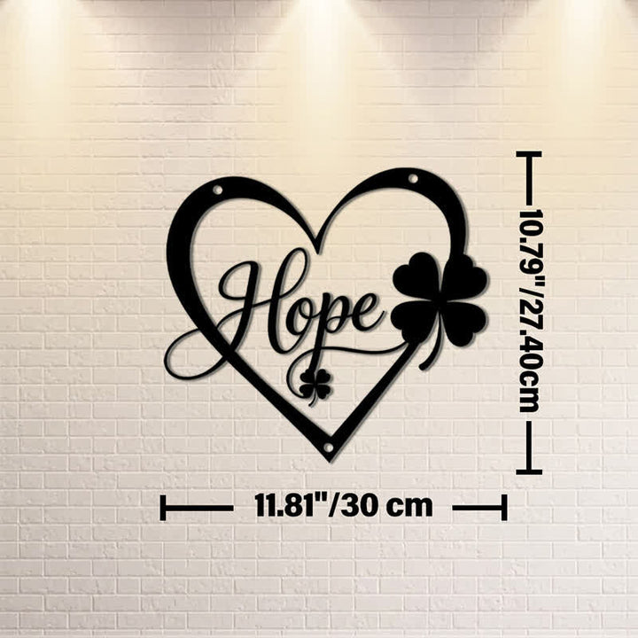 Buddha Stones Metal Hope Heart Lucky Clover Meaningful Symbols Wall Art - Approx. 30cm x 30cm x 0.1cm / 11.81in x 11.81in x 0.04in - image 4