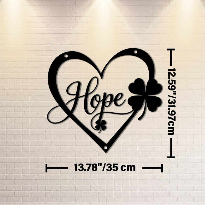 Buddha Stones Metal Hope Heart Lucky Clover Meaningful Symbols Wall Art - Approx. 35cm x 35cm x 0.1cm / 13.78in x 13.78in x 0.04in - image 7