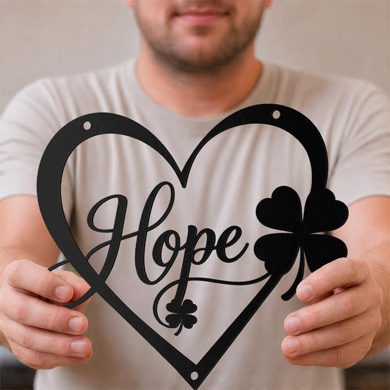 Buddha Stones Metal Hope Heart Lucky Clover Meaningful Symbols Wall Art - image 1