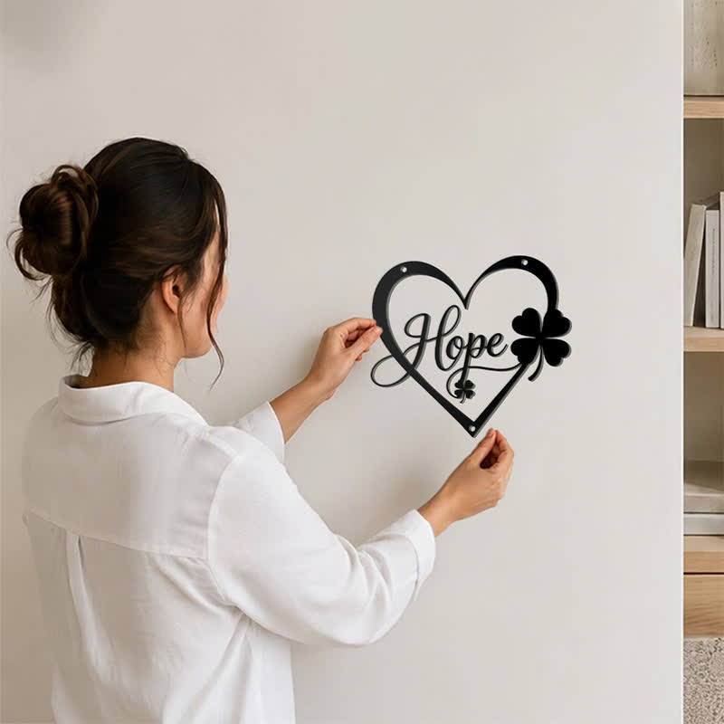 Buddha Stones Metal Hope Heart Lucky Clover Meaningful Symbols Wall Art - image 6