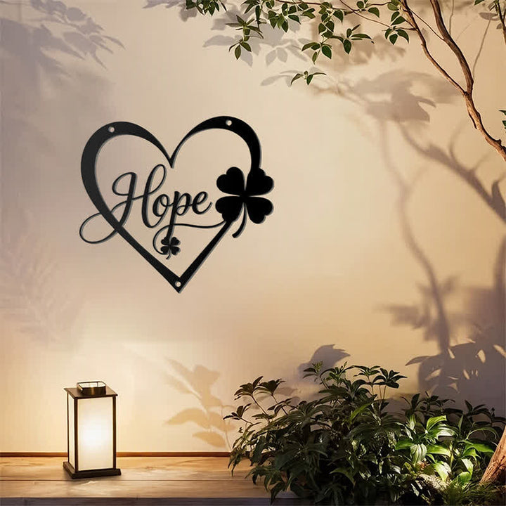 Buddha Stones Metal Hope Heart Lucky Clover Meaningful Symbols Wall Art - image 10