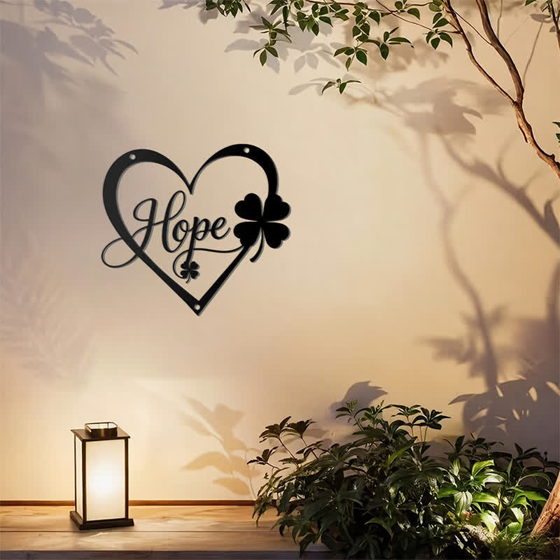 Buddha Stones Metal Hope Heart Lucky Clover Meaningful Symbols Wall Art - image 8