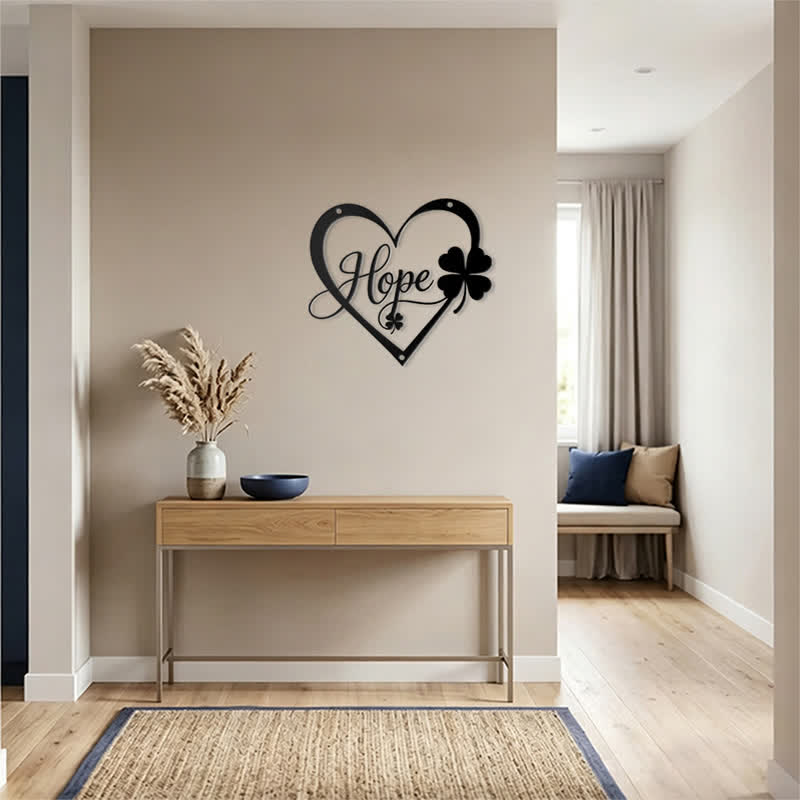 Buddha Stones Metal Hope Heart Lucky Clover Meaningful Symbols Wall Art - image 15
