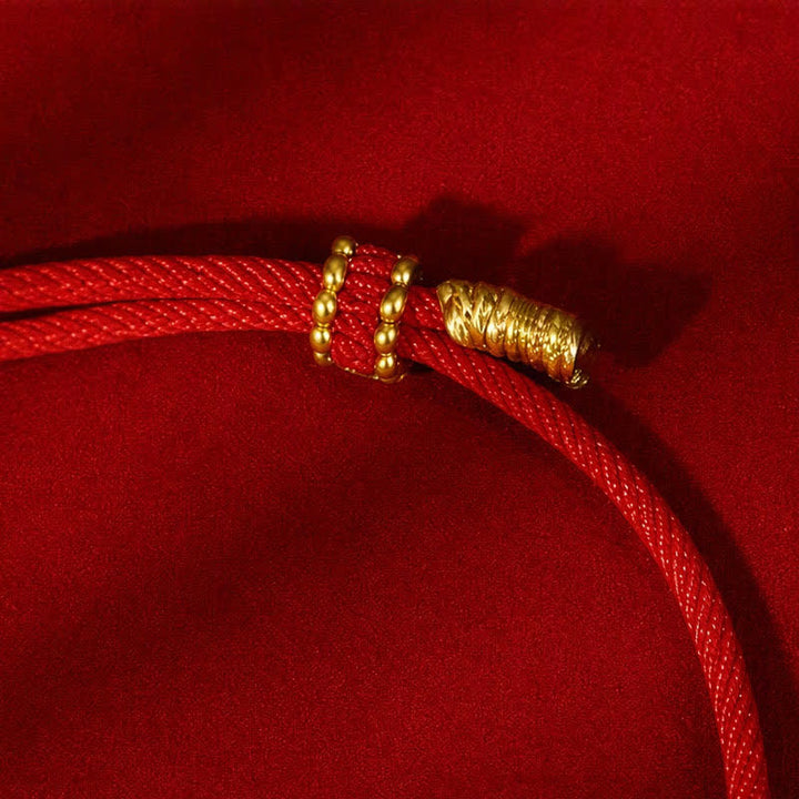 Buddha Stones Year of the Goat 999 Sterling Silver Red String Auspicious Goat Ingot Charm Luck Braided Bracelet - image 12
