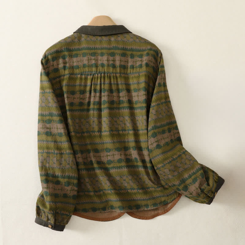 Buddha Stones Fall Casual Retro Button-Up Plaid Women's Long Sleeve Shirts - image 5