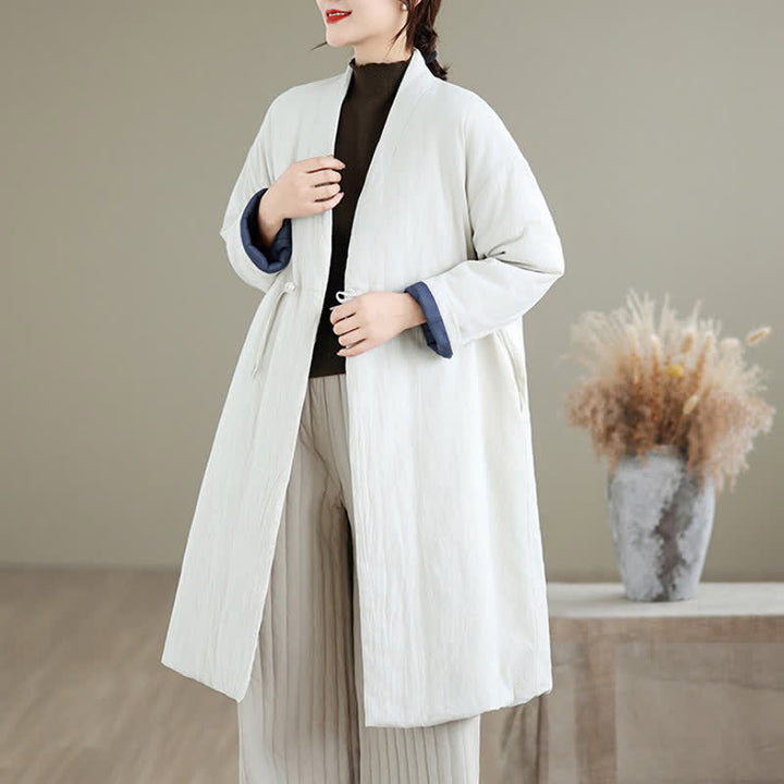 Buddha Stones Winter Casual Minimalist Drawstring Solid Women's Coat With Pockets - image 16