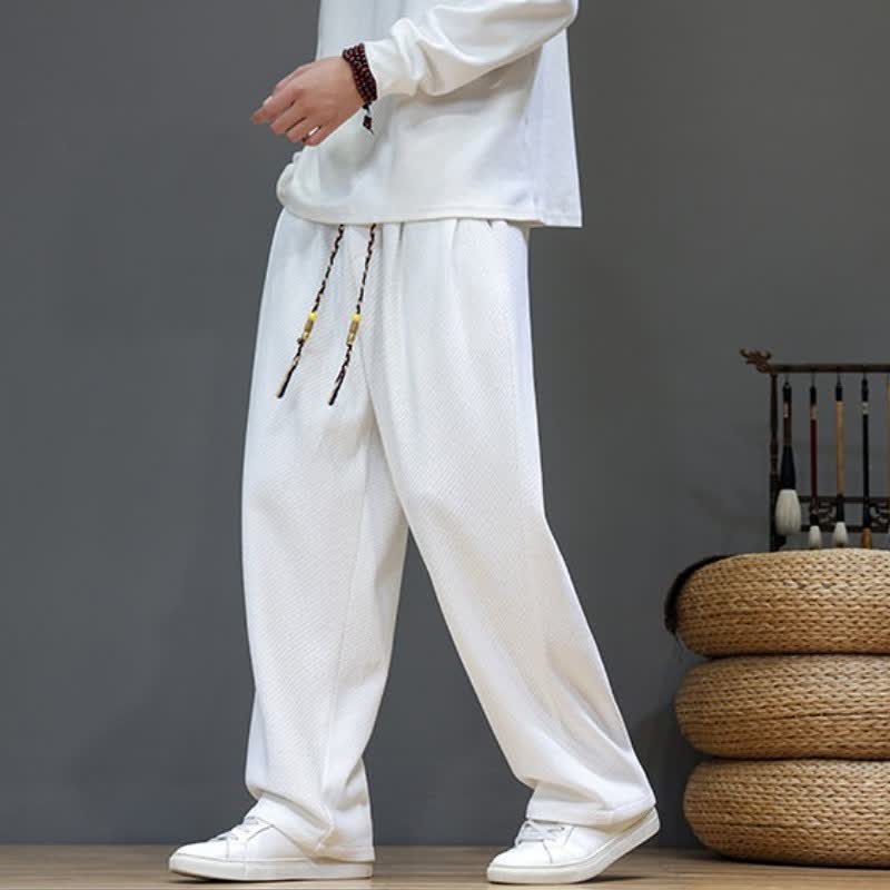 Buddha Stones Fall Winter Plain Classic Drawstring Solid Ankle Pants Corduroy Men's Straight Leg Pants With Pockets - image 30
