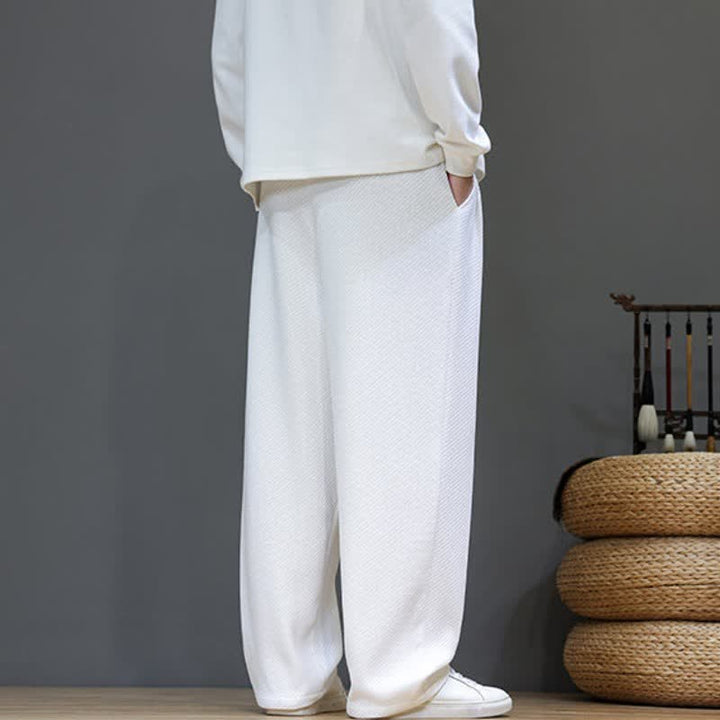 Buddha Stones Fall Winter Plain Classic Drawstring Solid Ankle Pants Corduroy Men's Straight Leg Pants With Pockets - image 31