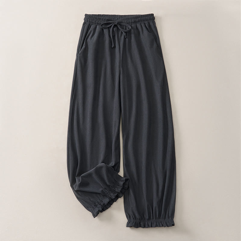 Buddha Stones Spring Casual Minimalist Drawstring Solid Ankle Pants Women's Harem Pants With Pockets - image 18