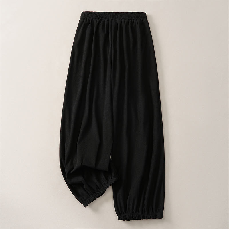 Buddha Stones Spring Casual Minimalist Drawstring Solid Ankle Pants Women's Harem Pants With Pockets - image 4