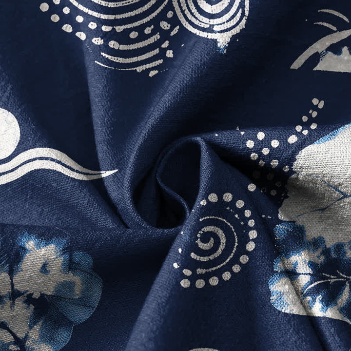 Buddha Stones Cotton Retro Floral Diamond Lotus Spiral Pattern Hanfu Style Wrap V-Neck Lace-up Women's Long Sleeve Shirts Kimono - image 4