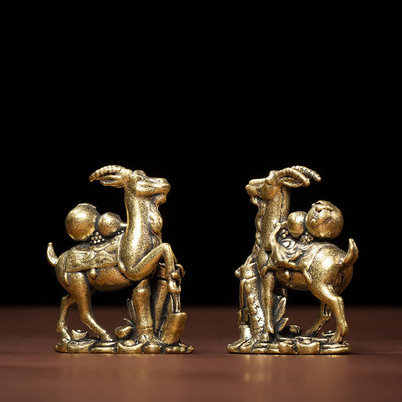 Buddha Stones Vintage Copper Sheep Good Fortune Cute Animal Decor - Copper(Wealth ♥ Luck) - image 0