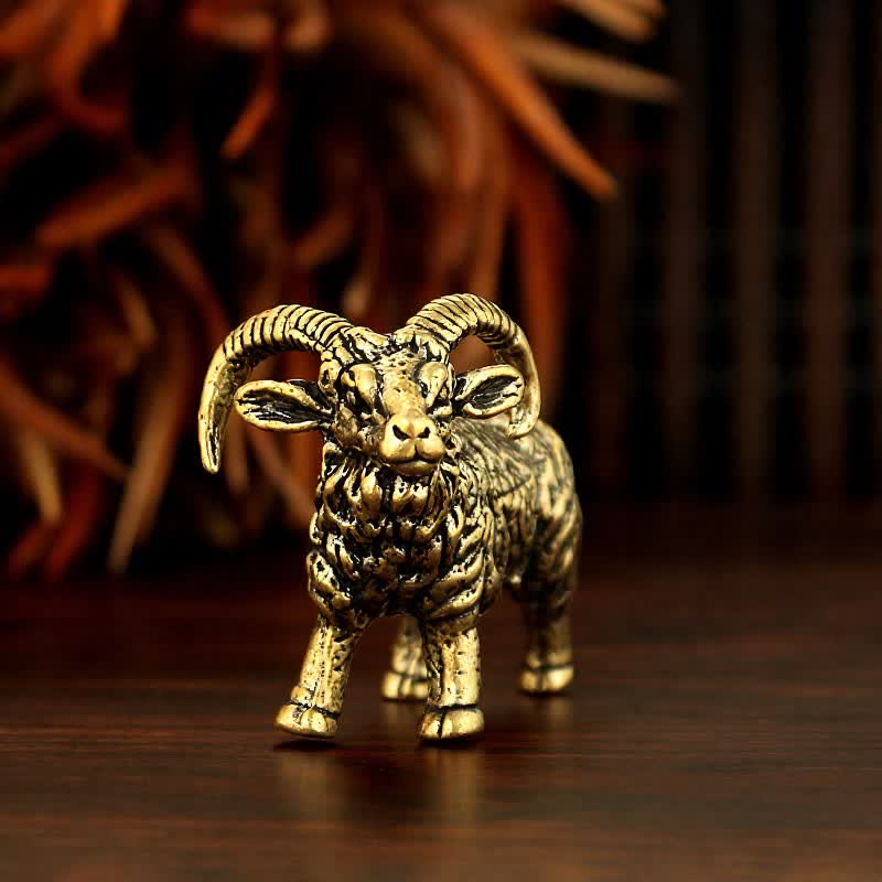 Buddha Stones Vintage Brass Tone Copper Standing Goat Figurine Cute Animal Decor - image 1