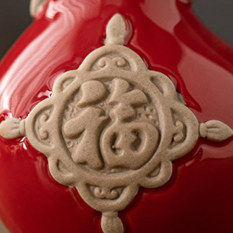 Buddha Stones Ceramic Fu Character Blessing Goat Figurine Cute Animal Decor - image 1