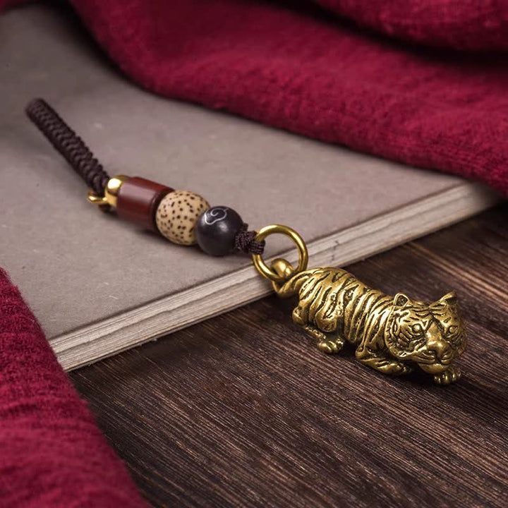 Buddha Stones Brass Chinese Zodiac Luck Braided Charm Keychains - Tiger - image 13