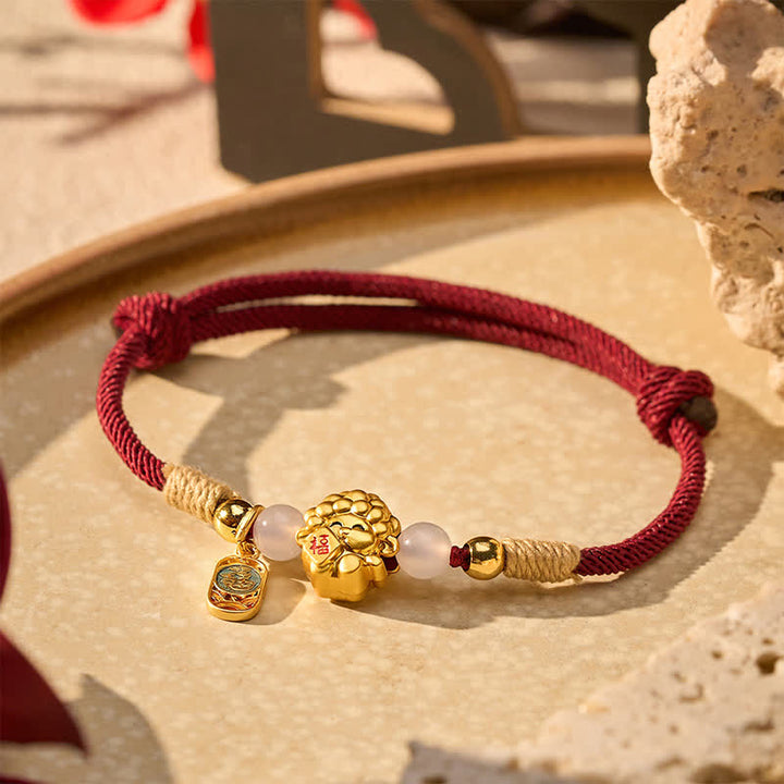 Buddha Stones Year of the Goat Copper 999 Sterling Silver Sheep Fu Character Blessing Red String Bracelet - image 2