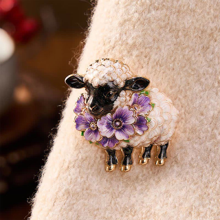 Buddha Stones Year of the Goat Copper Vintage Ram Floral Energy Statement Brooch - image 18