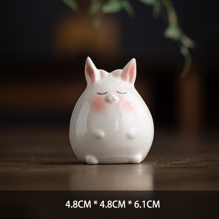 Buddha Stones Ceramic Chinese Zodiac Purity Round Animal Display Cute Animal Decor - Rabbit - image 8