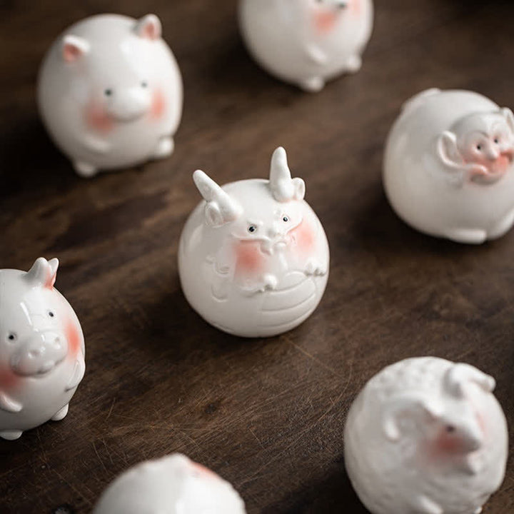 Buddha Stones Ceramic Chinese Zodiac Purity Round Animal Display Cute Animal Decor - image 27