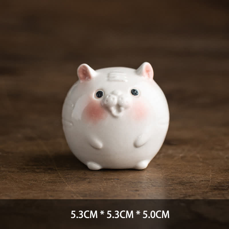Buddha Stones Ceramic Chinese Zodiac Purity Round Animal Display Cute Animal Decor - Tiger - image 4