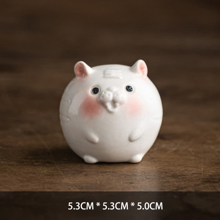 Buddha Stones Ceramic Chinese Zodiac Purity Round Animal Display Cute Animal Decor - Tiger - image 4