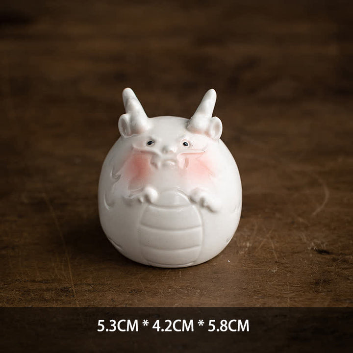 Buddha Stones Ceramic Chinese Zodiac Purity Round Animal Display Cute Animal Decor - Dragon - image 10