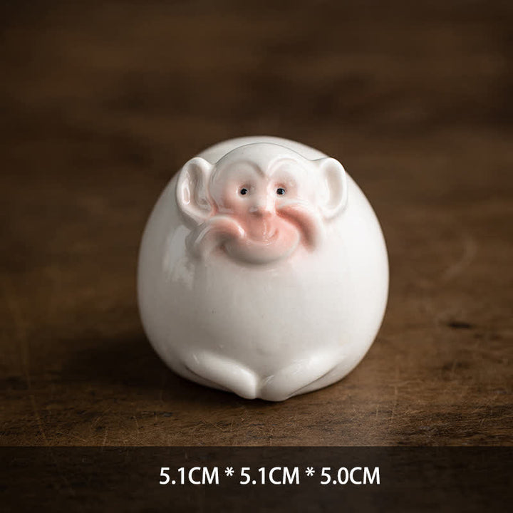 Buddha Stones Ceramic Chinese Zodiac Purity Round Animal Display Cute Animal Decor - Monkey - image 17