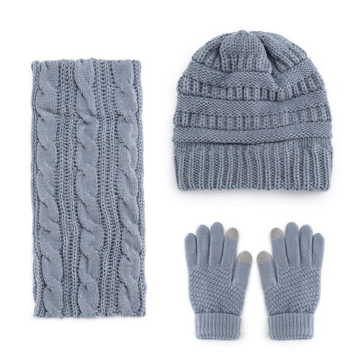 Buddha Stones Fall Winter Cable Knit Beanie Scarf Glove Set Women's Hat - image 7