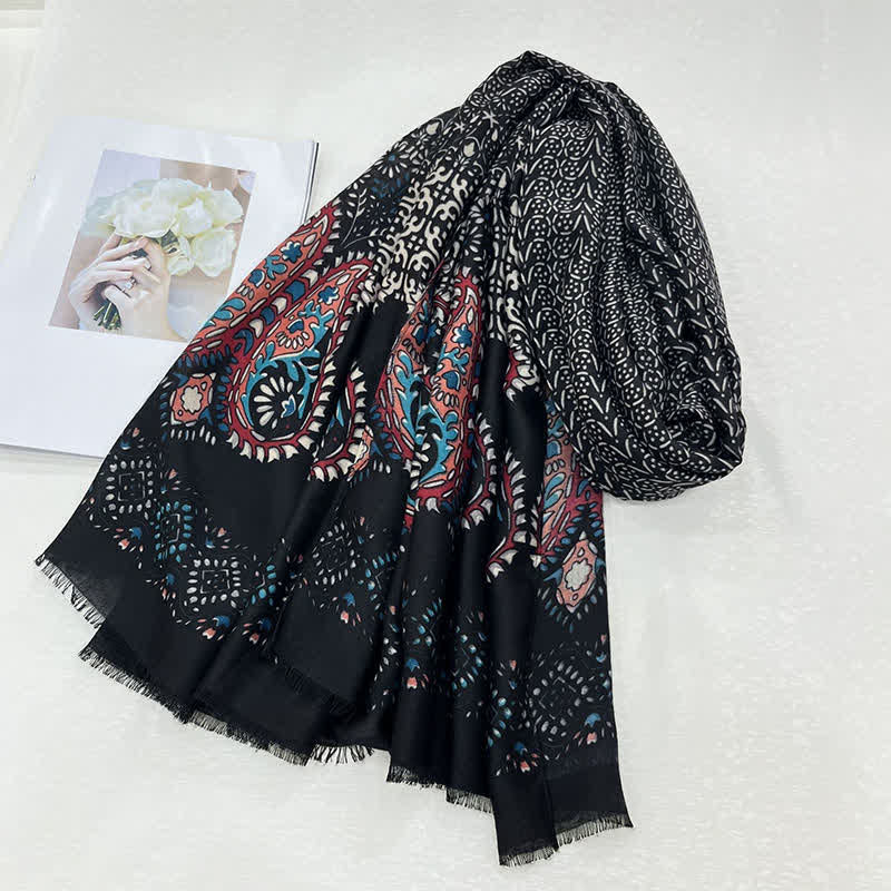 Buddha Stones Spring Fall Ethnic Floral Leaf Print Women's Scarf - image 8