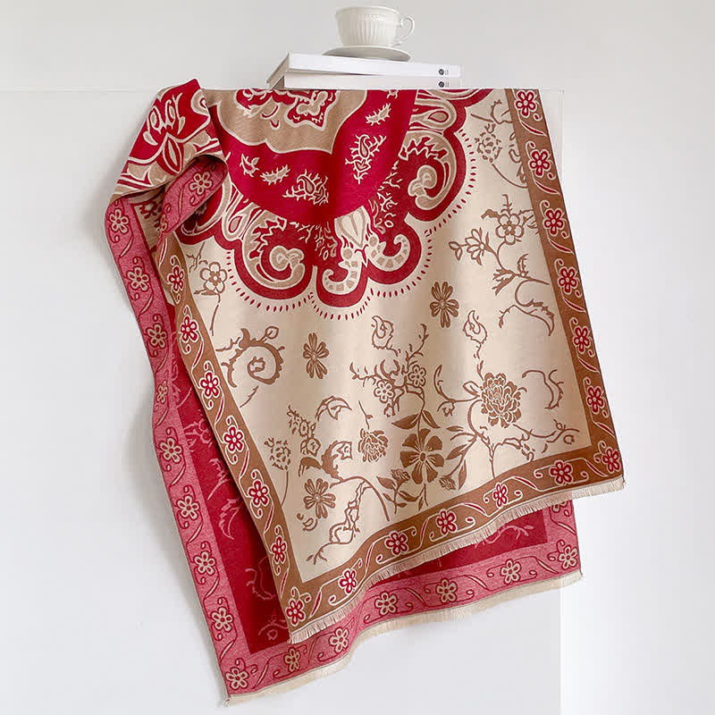 Buddha Stones Fall Winter Vintage Floral Tassel Shawl Style Women's Scarf - image 7