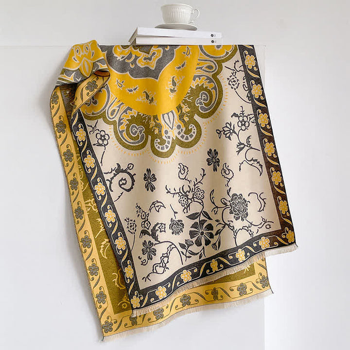 Buddha Stones Fall Winter Vintage Floral Tassel Shawl Style Women's Scarf - image 5