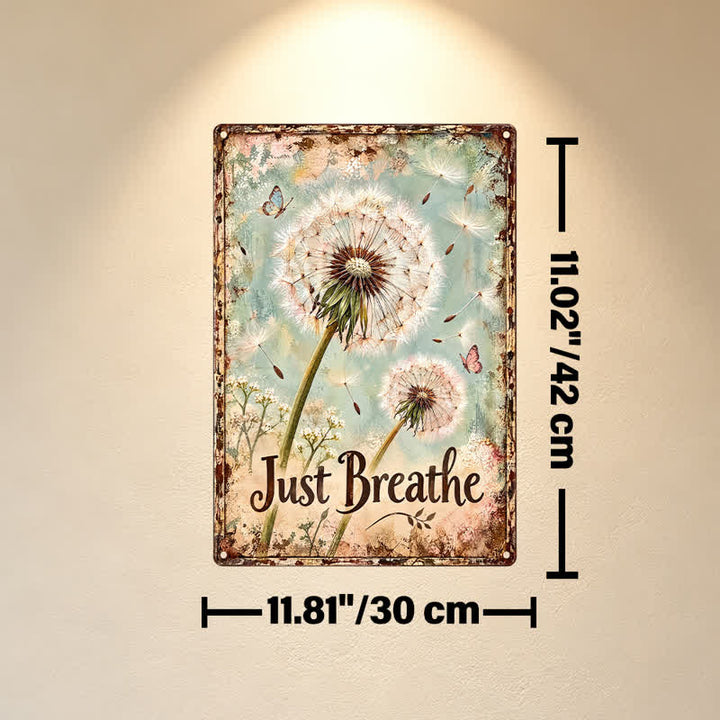 Buddha Stones "Just Breathe" Dandelion Rustic Design Hanging Metal Iron Meaningful Symbols Wall Art - Approx. 30cm x 42cm x 0.1cm / 11.81in x 16.54in x 0.04in - image 5