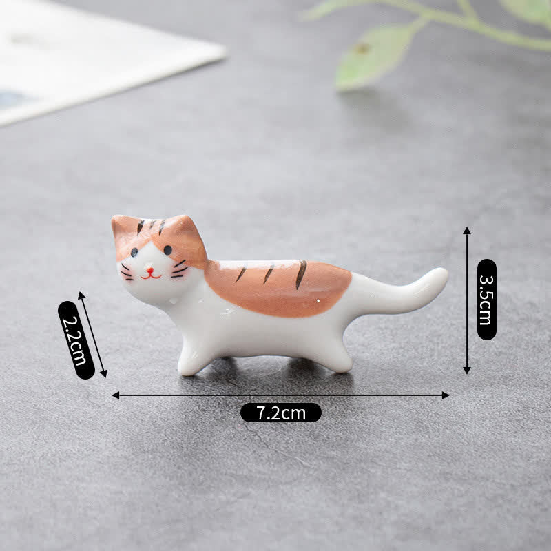 Buddha Stones Glazed Ceramic Cat Tabletop Chopstick Holder - Chocolate - image 7