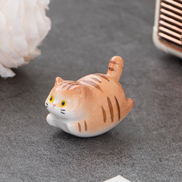 Buddha Stones Glazed Ceramic Lucky Cat Chopstick Holder - Orange(Approx. 5.3 cm × 3.0 cm × 3.3 cm) - image 6