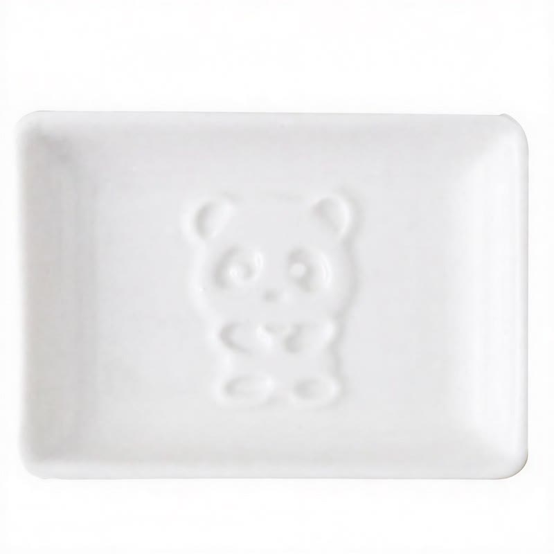 Buddha Stones White Ceramic Panda Relief Mini Sauce Dish - Square(Approx. 9 cm × 6.5 cm × 1.8 cm) - Hug - image 5