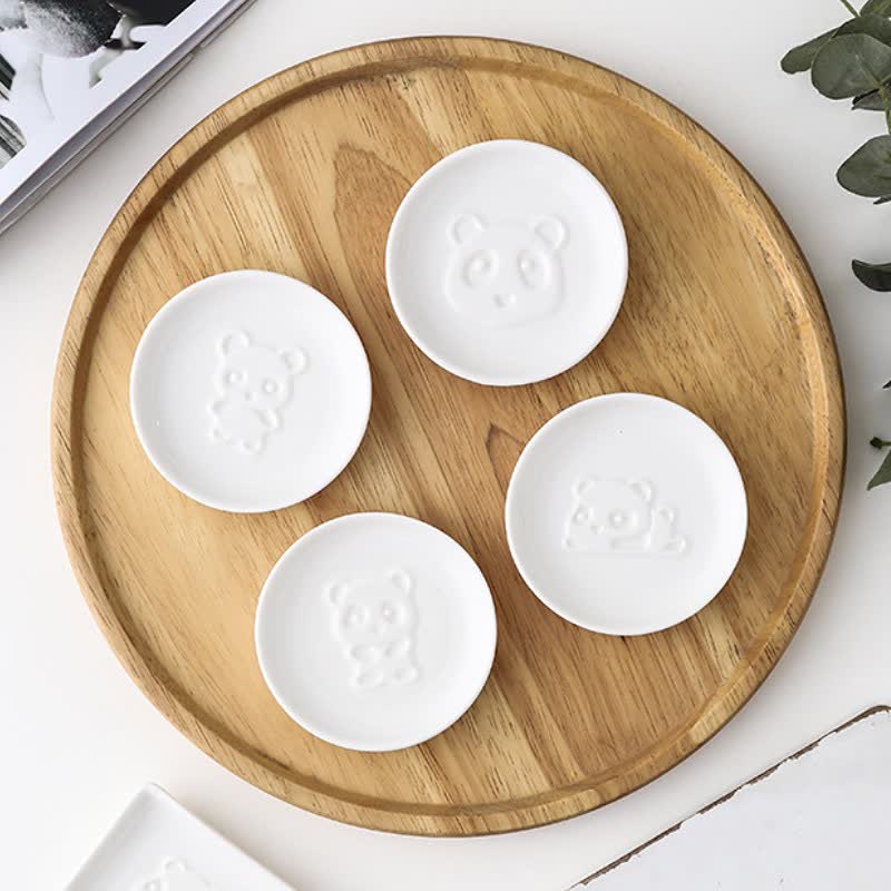 Buddha Stones White Ceramic Panda Relief Mini Sauce Dish - image 12
