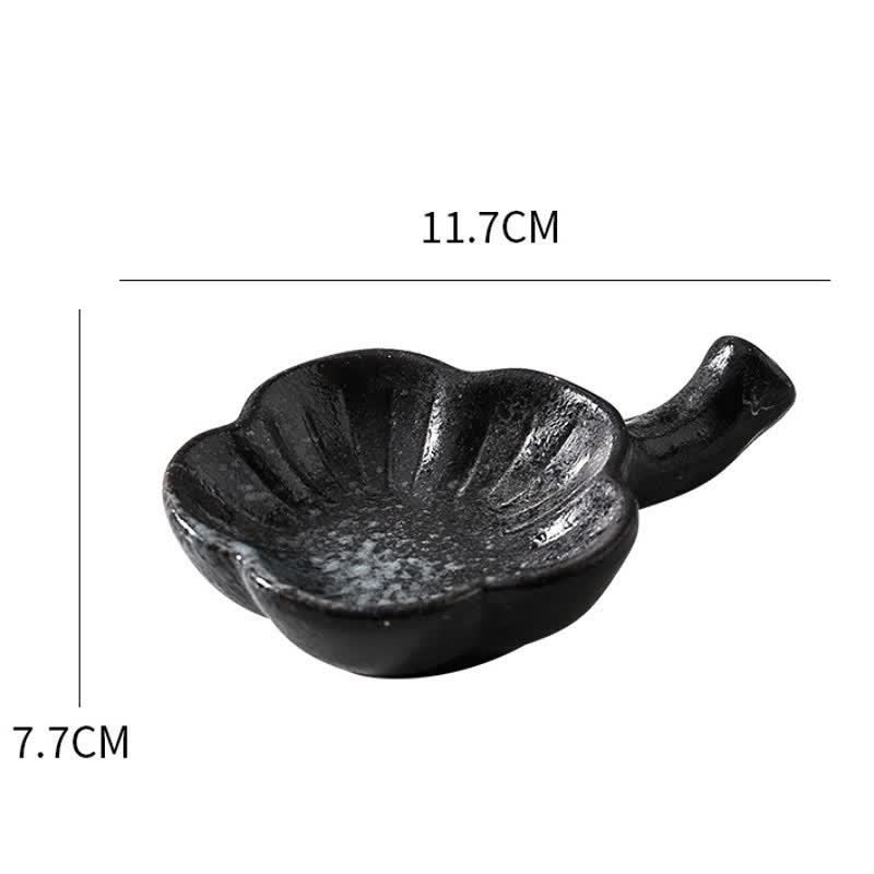 Buddha Stones Vintage Japanese Plum Blossom Handled Ceramic Sauce Dish - Black Gray - image 7