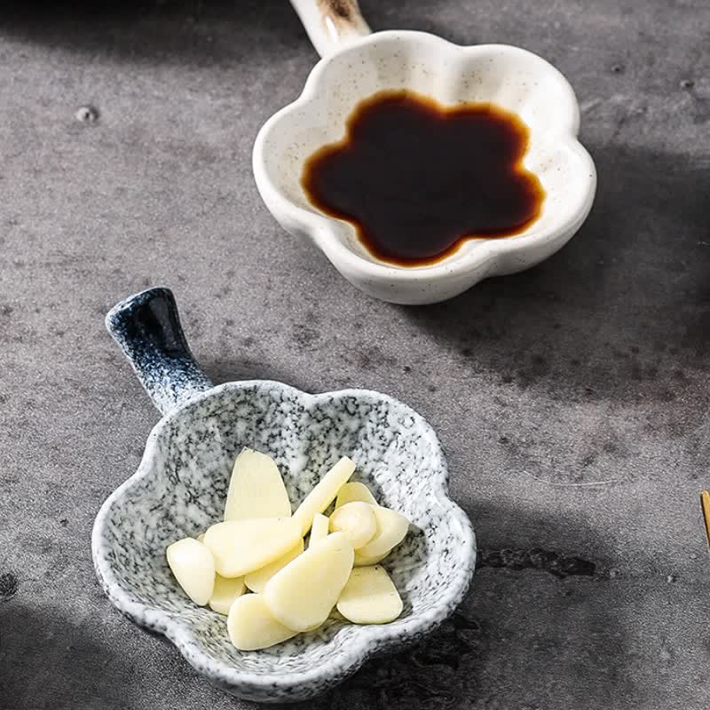 Buddha Stones Vintage Japanese Plum Blossom Handled Ceramic Sauce Dish - image 10