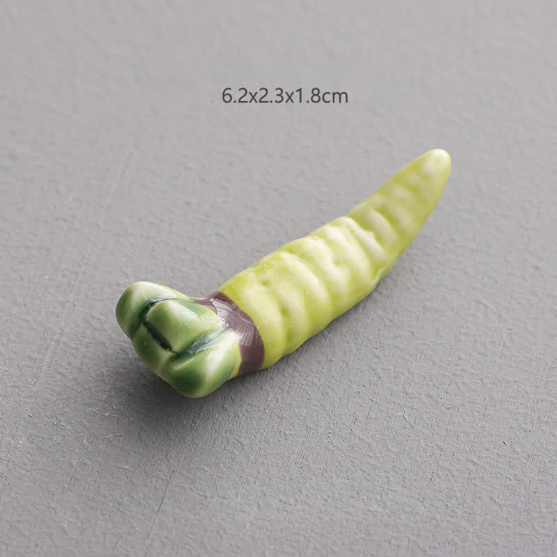 Buddha Stones Ceramic Vegetable Design Mini Tabletop Chopstick Holder - Mustard Greens Approx. 6.2 × 2.3 × 1.8 cm - Ceramic - image 14