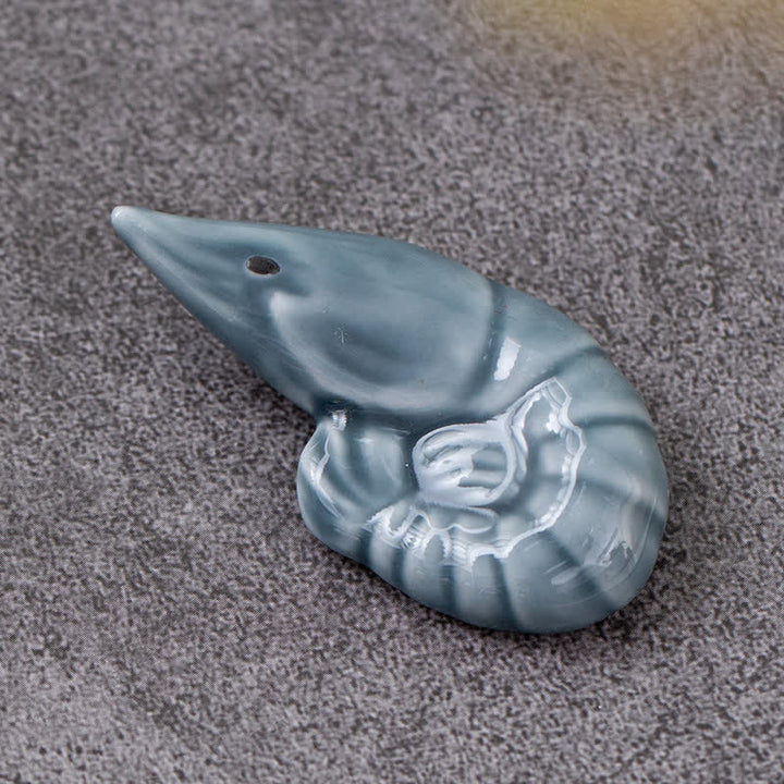 Buddha Stones Ceramic Food Style Mini Chopstick Holder - Blue Shrimp Approx. 5.2 × 2.7 × 1.2 cm - image 8
