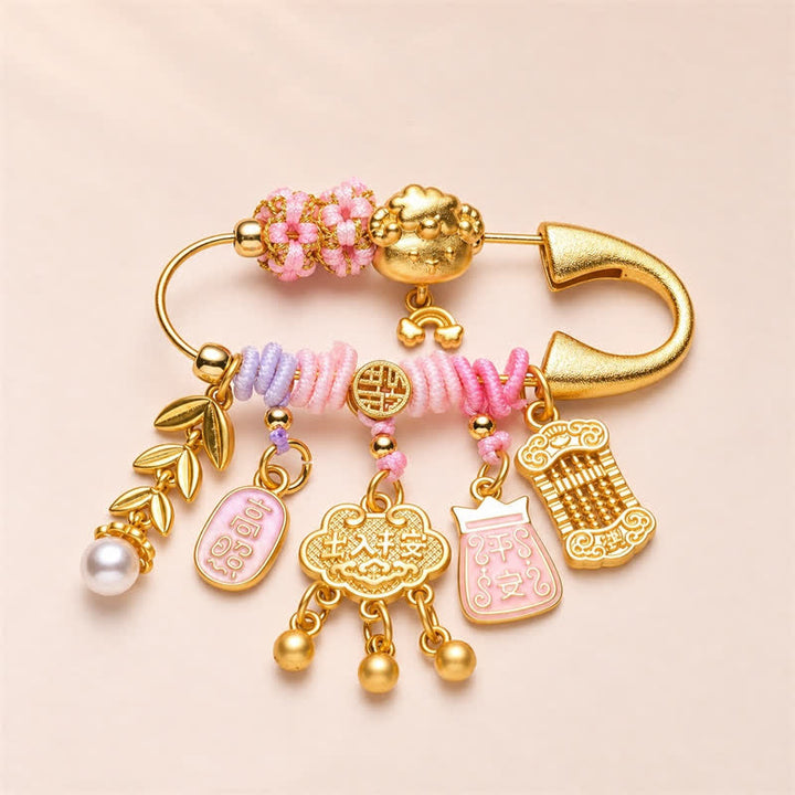 Buddha Stones Year of the Goat Copper Ram Fu Character Lucky Fortune Brooch - May You Be Safe - image 4