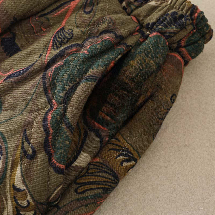 Buddha Stones Fall Winter Retro Elegant Floral Women's Skirt With Pockets - image 6