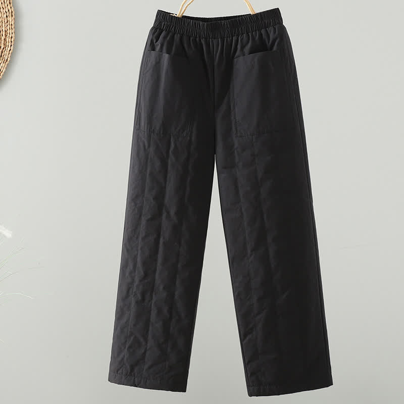 Buddha Stones Fall Winter Casual Basic Solid Ankle Pants Women's Straight Leg Pants With Pockets - Black - US8-10, UK/AU12-14, EU40-42 (2XL) - image 5