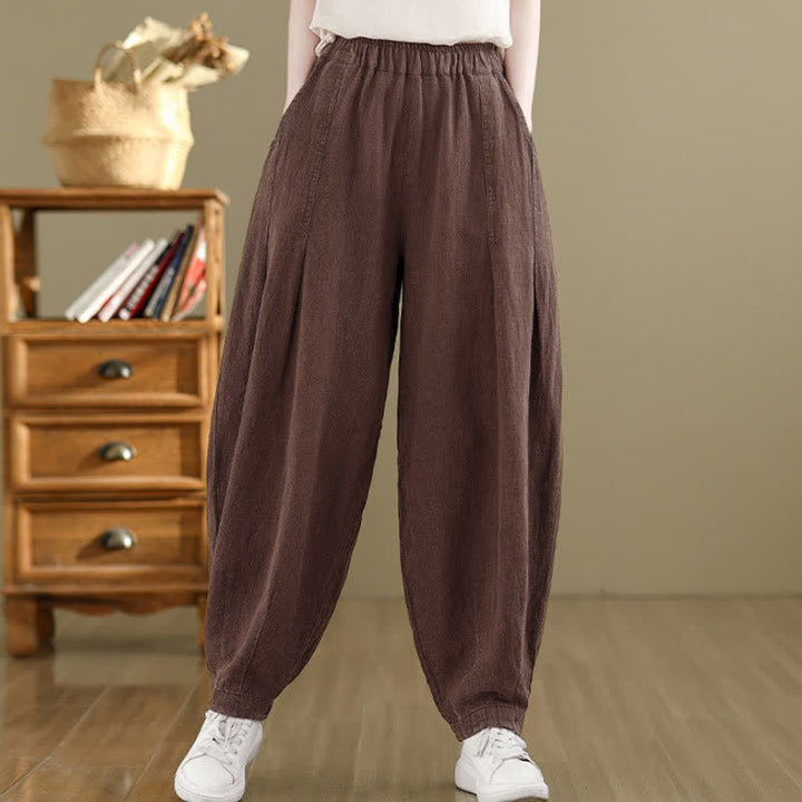 Buddha Stones Spring Summer Casual Solid Ankle Pants Women's Harem Pants With Pockets - image 2
