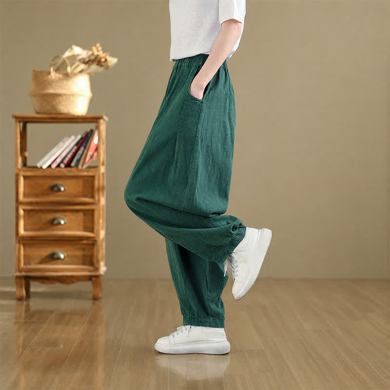 Buddha Stones Spring Summer Casual Solid Ankle Pants Women's Harem Pants With Pockets - image 11