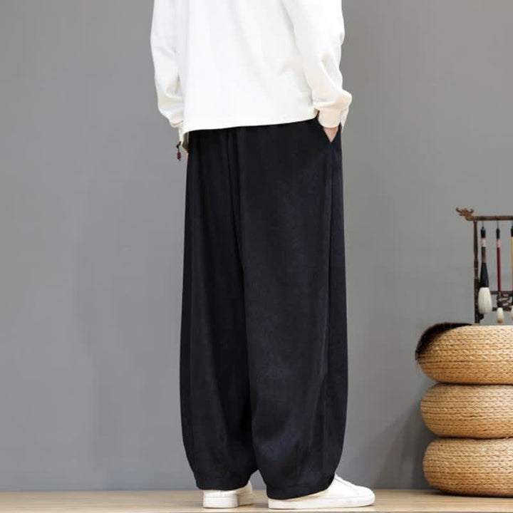 Buddha Stones Fall Winter Simple Classic Drawstring Solid Ankle Pants Corduroy Men's Straight Leg Pants With Pockets - image 14